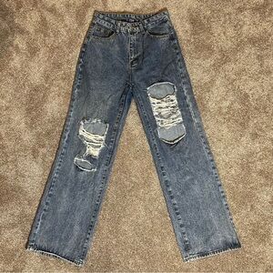 SHEIN women's Relaxed Distressed Denim Jeans